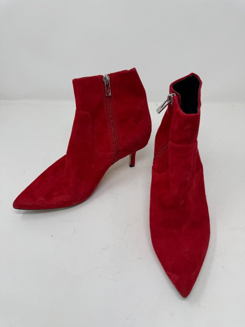 Via Spiga Red Suede Pointed Toe Maggie Boots